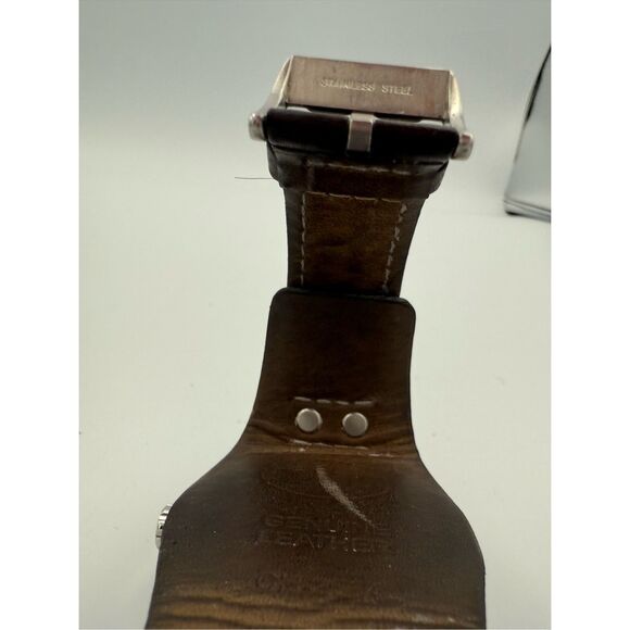 Fossil Mens Brown Leather Cuff Coachman Chronograph Quartz Stainless Steel Watch - Picture 6 of 7